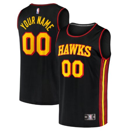 Atlanta Hawks Fast Break Custom Jersey Black - Statement Edition
