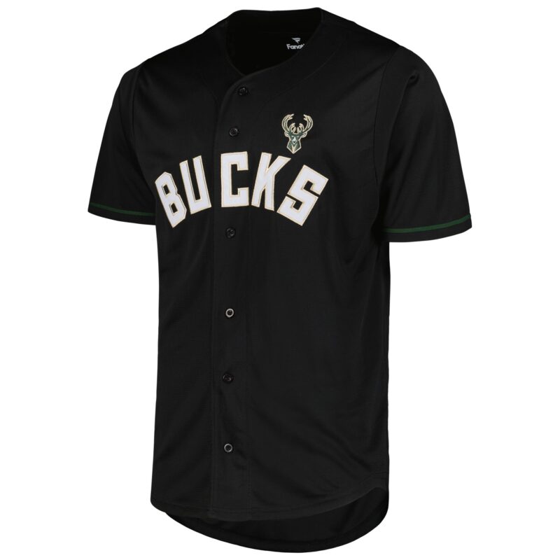 Milwaukee Bucks Pop Baseball Jersey - Black - Image 2