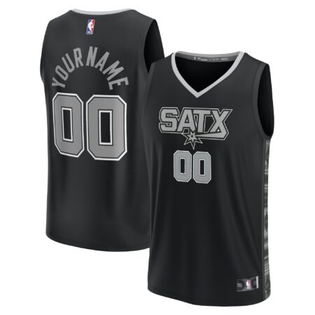 San Antonio Spurs Fast Break Custom Jersey - Black - Statement Edition