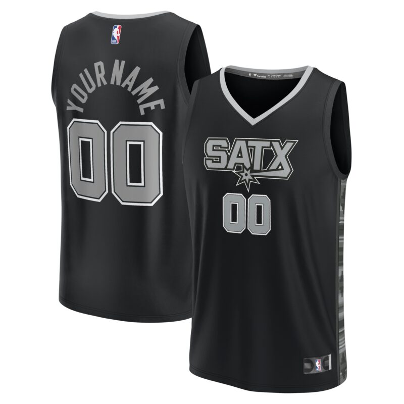San Antonio Spurs Fast Break Custom Jersey - Black - Statement Edition