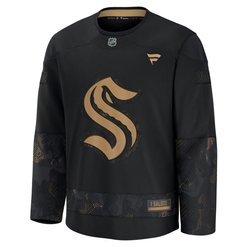 Seattle Kraken 2024 Military Appreciation Practice Jersey - Black - Image 2