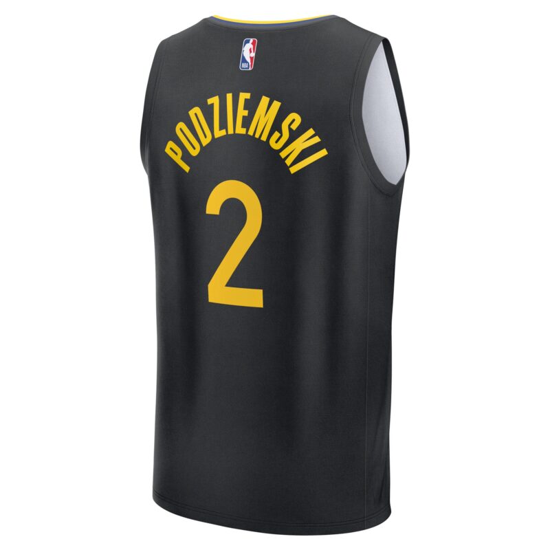 Brandin Podziemski Golden State Warriors Fast Break Player Jersey - Statement Edition - Black - Image 3