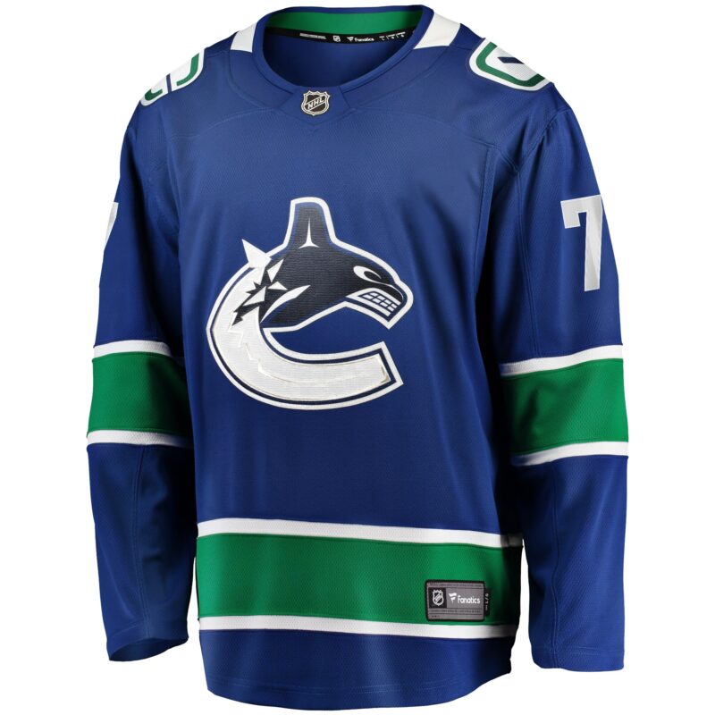 Carson Soucy Vancouver Canucks Home Premier Breakaway Player Jersey - Blue - Image 2