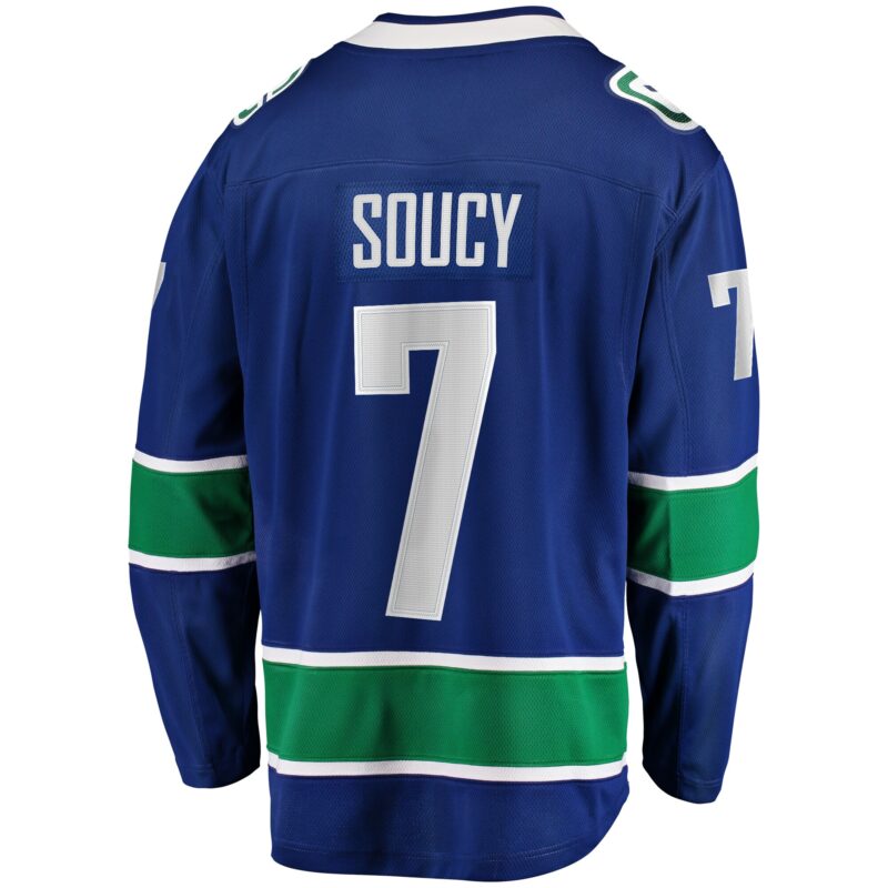 Carson Soucy Vancouver Canucks Home Premier Breakaway Player Jersey - Blue - Image 3