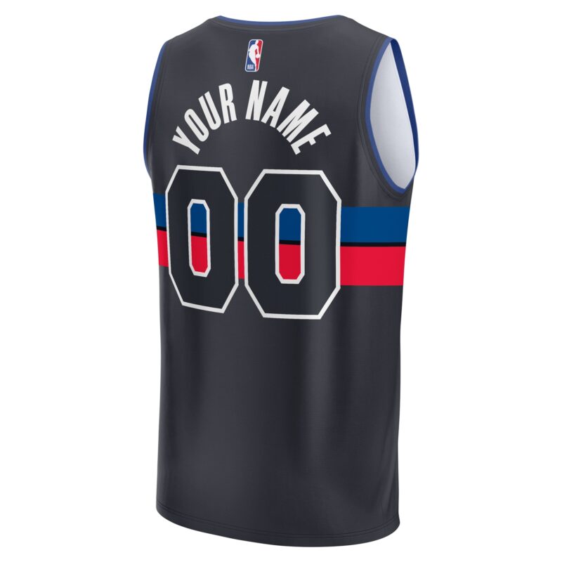 Detroit Pistons Fast Break Custom Jersey - Charcoal - Statement Edition - Image 3