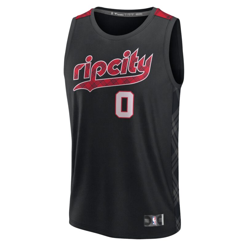 Damian Lillard Portland Trail Blazers Fast Break Jersey - Black - City Edition - Image 2