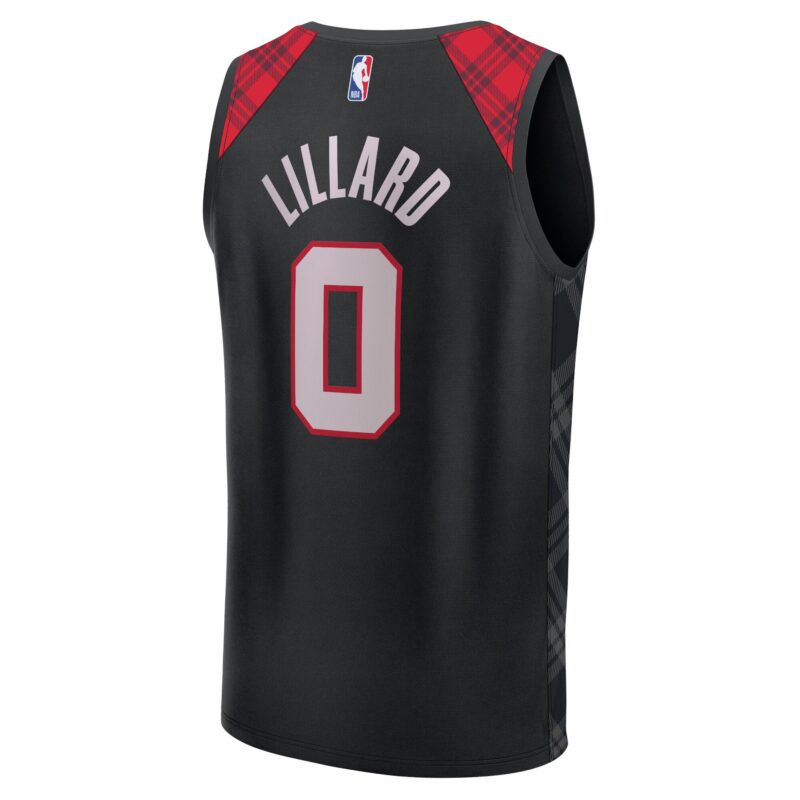 Damian Lillard Portland Trail Blazers Fast Break Jersey - Black - City Edition - Image 3