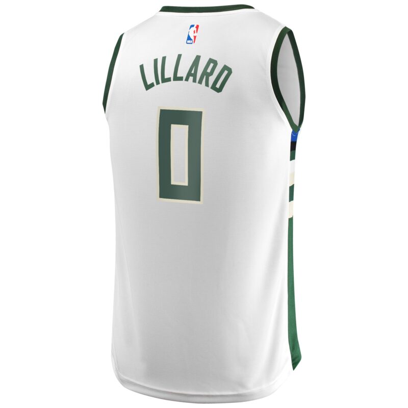Damian Lillard Milwaukee Bucks Men's Fast Break Player Jersey - Association Edition - White - Image 3