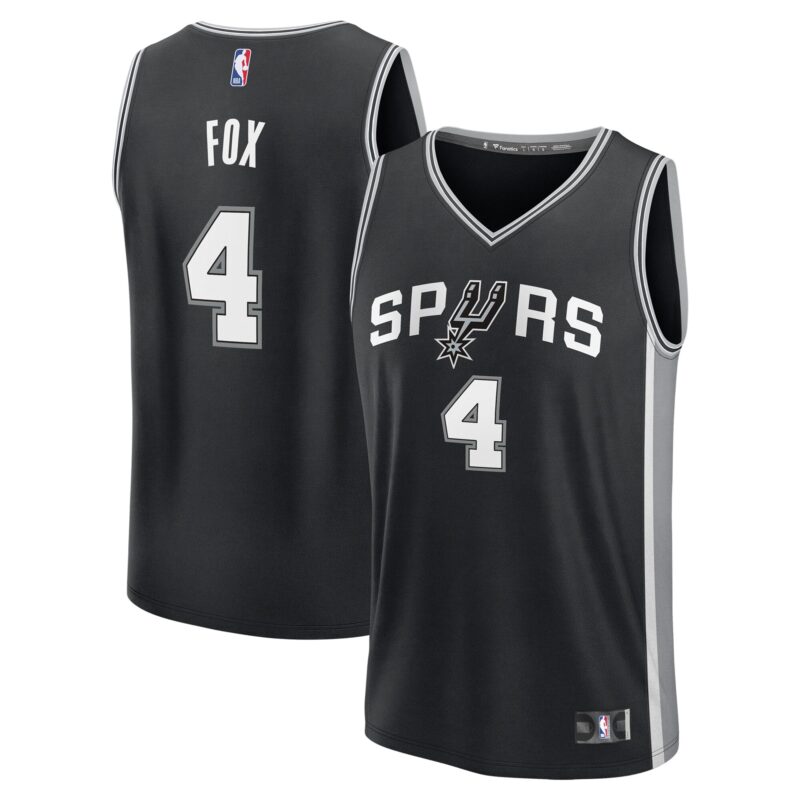 De'Aaron Fox San Antonio Spurs Fast Break Player Jersey - Icon Edition - Black