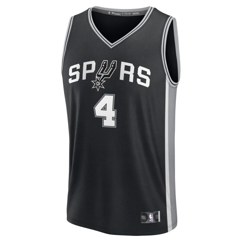 De'Aaron Fox San Antonio Spurs Fast Break Player Jersey - Icon Edition - Black - Image 2