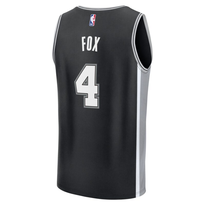 De'Aaron Fox San Antonio Spurs Fast Break Player Jersey - Icon Edition - Black - Image 3