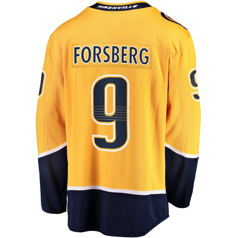 Filip Forsberg Nashville Predators Home Breakaway Jersey - Gold - Image 3