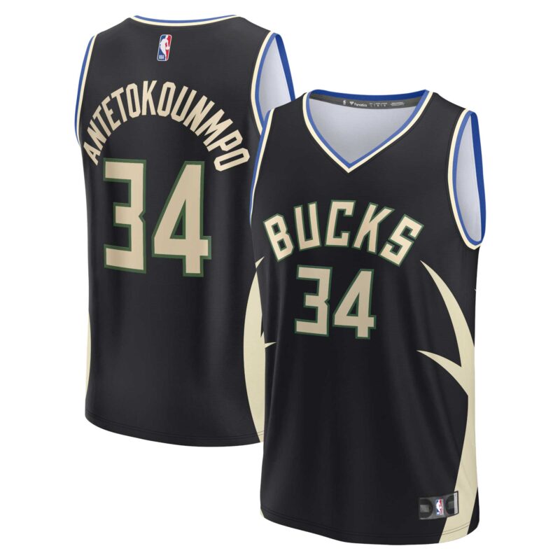 Giannis Antetokounmpo Milwaukee Bucks Fast Break Player Jersey - Statement Edition - Black