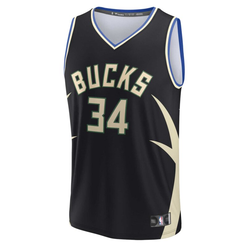 Giannis Antetokounmpo Milwaukee Bucks Fast Break Player Jersey - Statement Edition - Black - Image 2