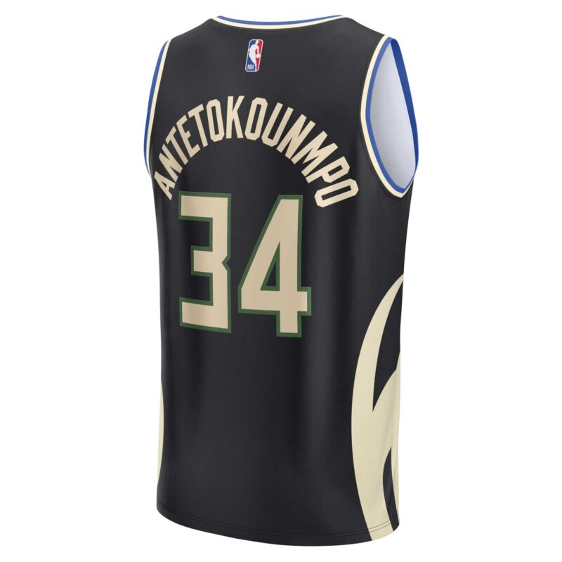 Giannis Antetokounmpo Milwaukee Bucks Fast Break Player Jersey - Statement Edition - Black - Image 3