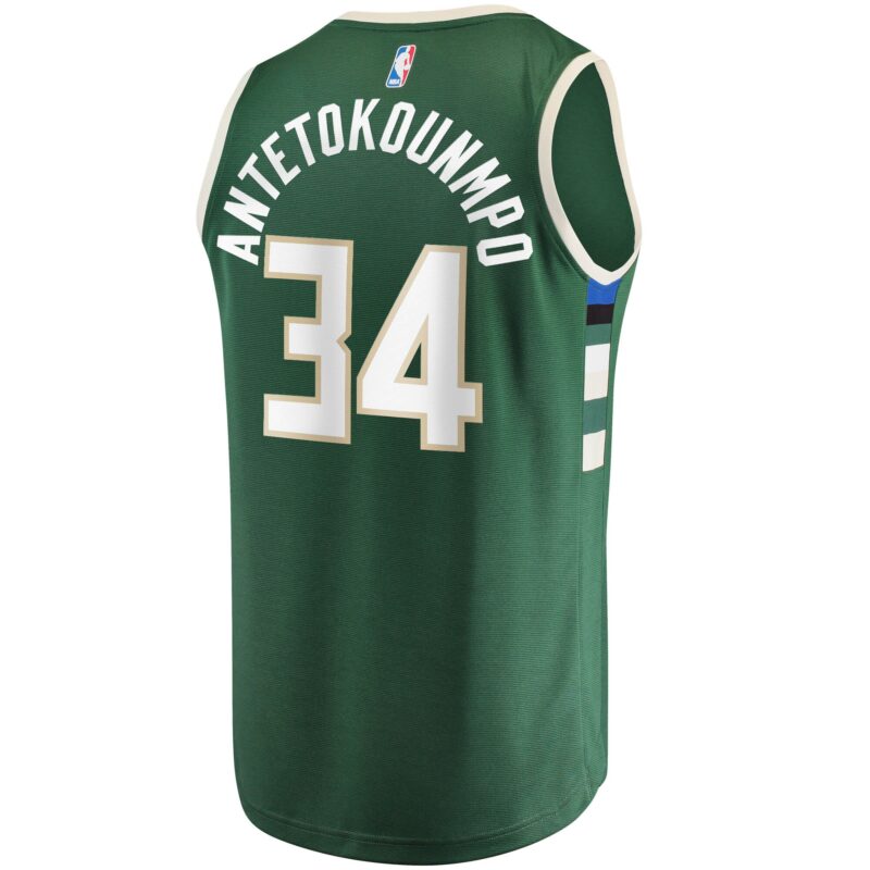 Giannis Antetokounmpo Milwaukee Bucks Big & Tall Fast Break Player Jersey - Hunter Green - Icon Edition - Image 3