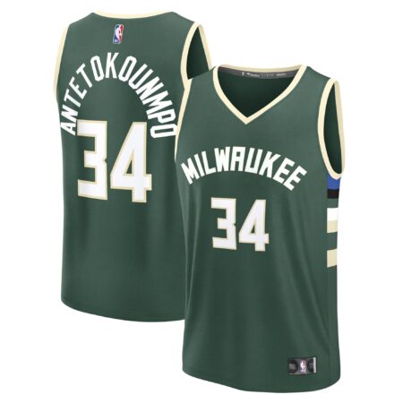 Giannis Antetokounmpo Milwaukee Bucks Fast Break Player Jersey - Icon Edition - Hunter Green