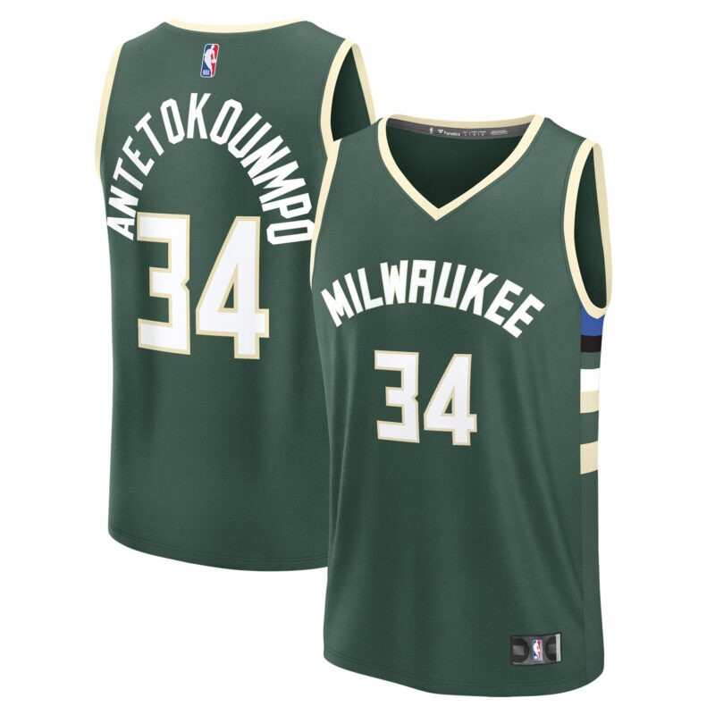 Giannis Antetokounmpo Milwaukee Bucks Fast Break Player Jersey - Icon Edition - Hunter Green