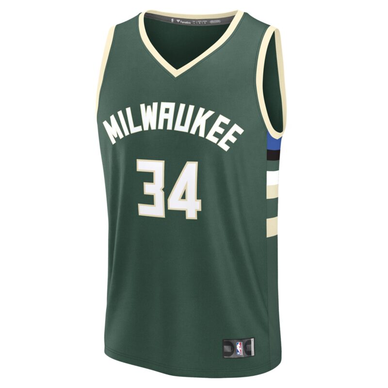 Giannis Antetokounmpo Milwaukee Bucks Fast Break Player Jersey - Icon Edition - Hunter Green - Image 2