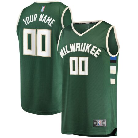 Milwaukee Bucks Fast Break Custom Jersey Hunter Green - Icon Edition