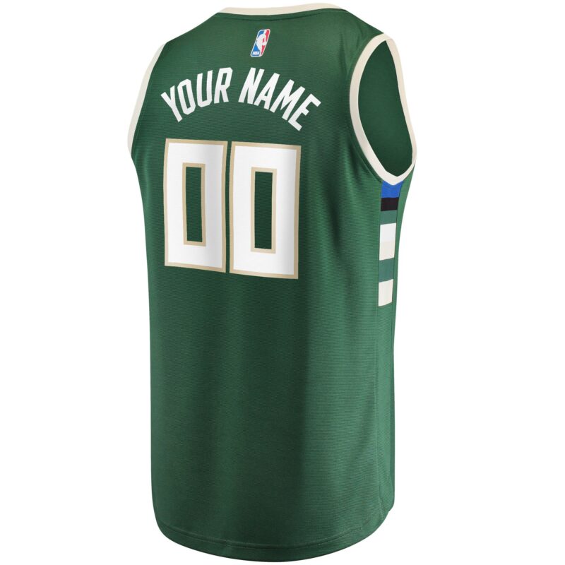 Milwaukee Bucks Fast Break Custom Jersey Hunter Green - Icon Edition - Image 3