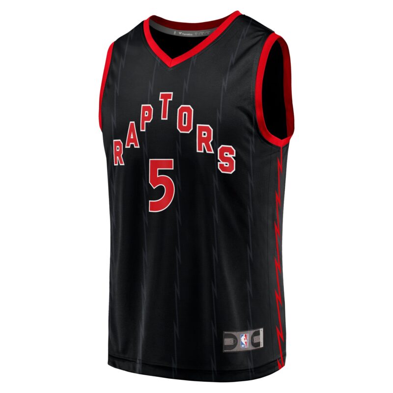 Immanuel Quickley Toronto Raptors Fast Break Player Jersey - Statement Edition - Black - Image 2