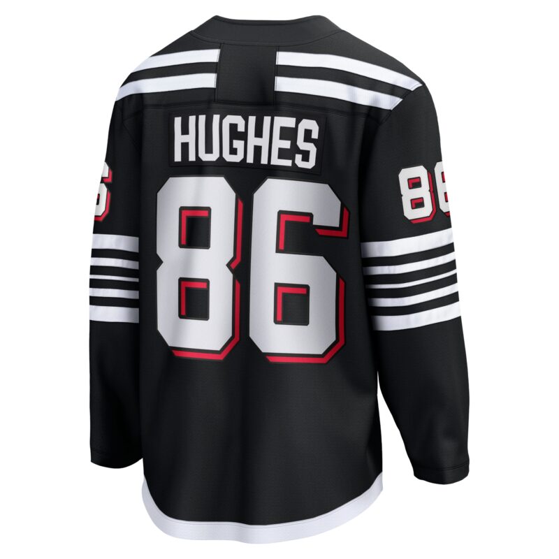 Jack Hughes New Jersey Devils Alternate Premier Breakaway Player Jersey - Black - Image 3