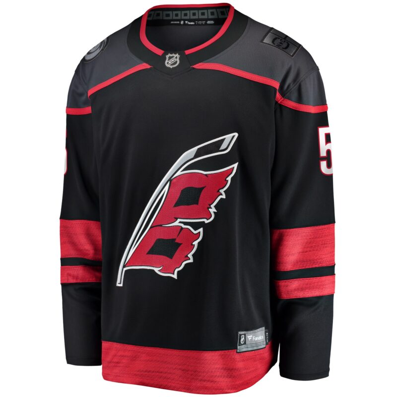 Jalen Chatfield Carolina Hurricanes Home Premier Breakaway Player Jersey - Black - Image 2