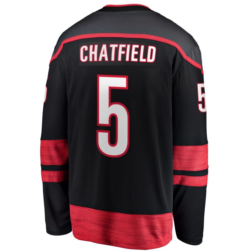 Jalen Chatfield Carolina Hurricanes Home Premier Breakaway Player Jersey - Black - Image 3