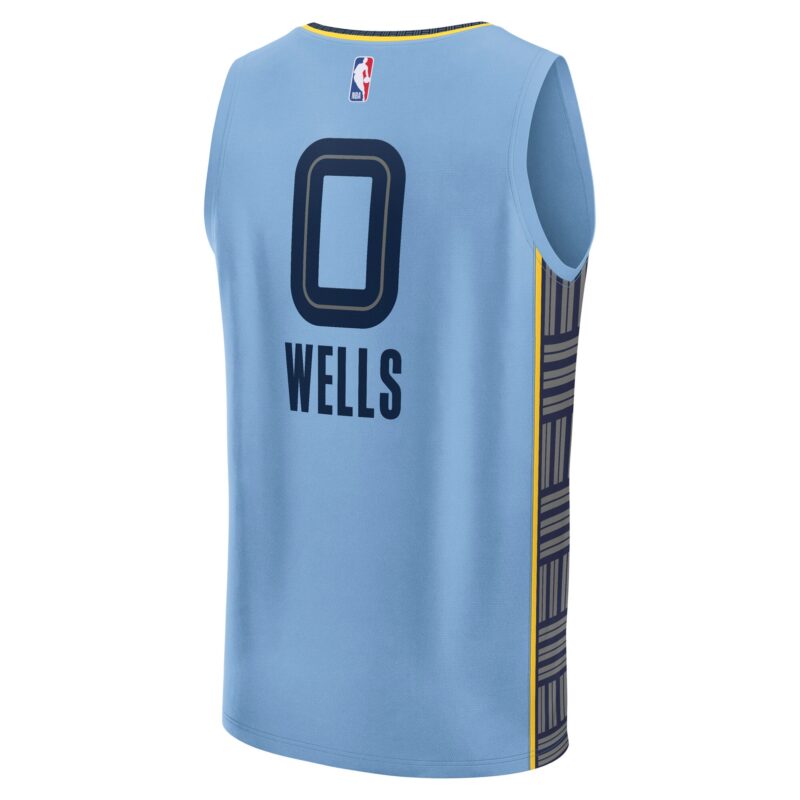 Jaylen Wells Memphis Grizzlies Fast Break Player Jersey - Statement Edition - Light Blue - Image 3