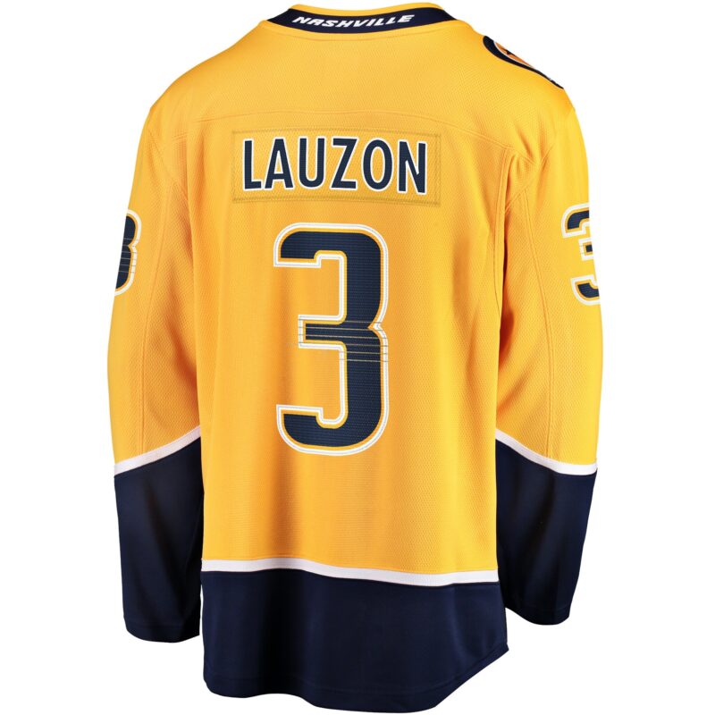 Jeremy Lauzon Nashville Predators Home Breakaway Player Jersey - Gold - Image 3