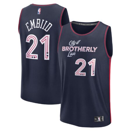 Joel Embiid Philadelphia 76ers Fast Break Jersey - Navy - City Edition