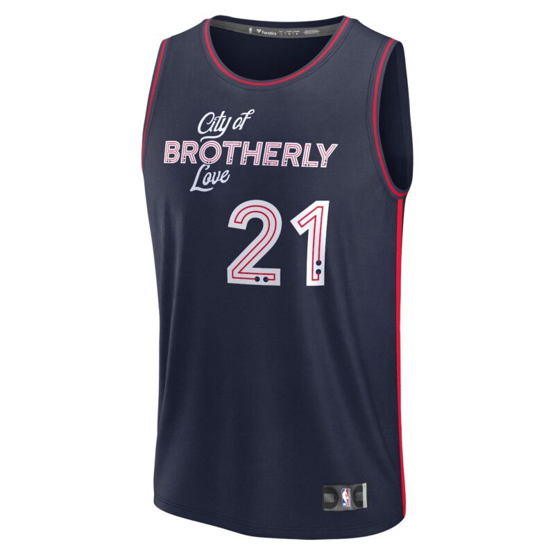 Joel Embiid Philadelphia 76ers Fast Break Jersey - Navy - City Edition - Image 2