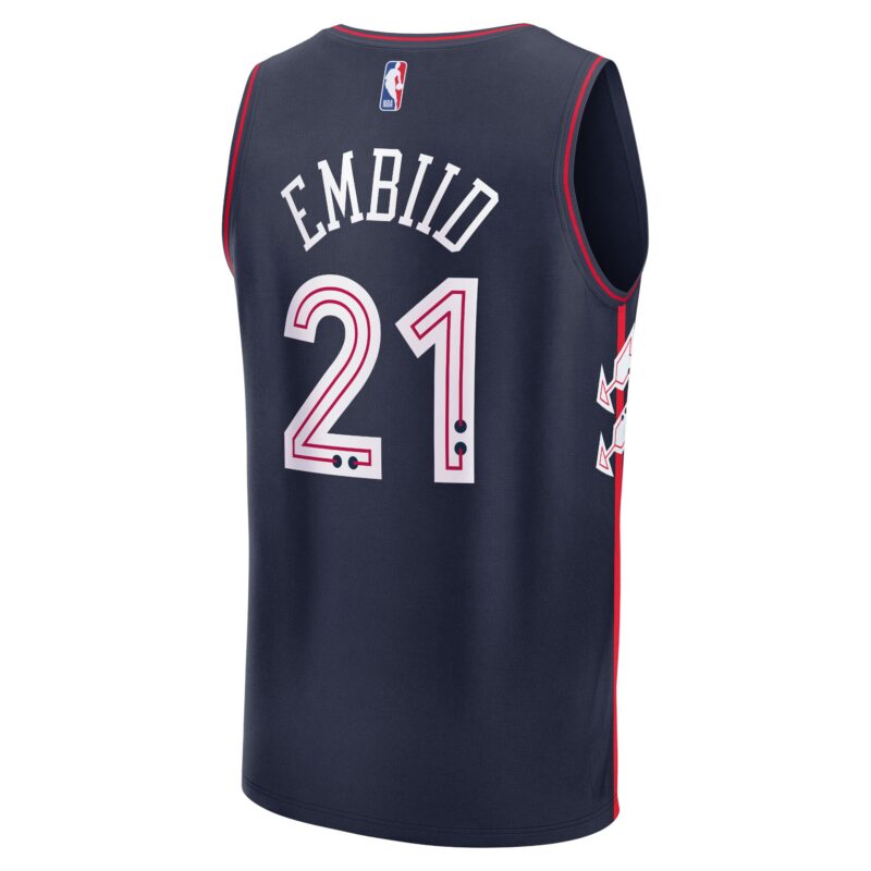Joel Embiid Philadelphia 76ers Fast Break Jersey - Navy - City Edition - Image 3