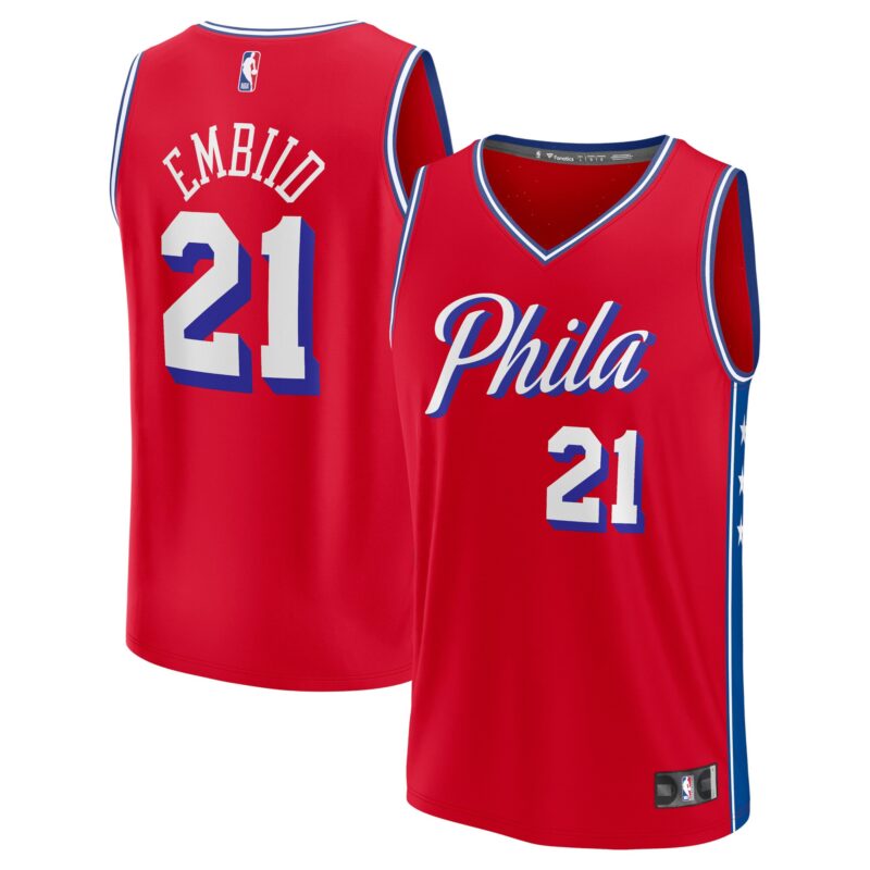 Joel Embiid Philadelphia 76ers Fast Break Player Jersey - Statement Edition - Red