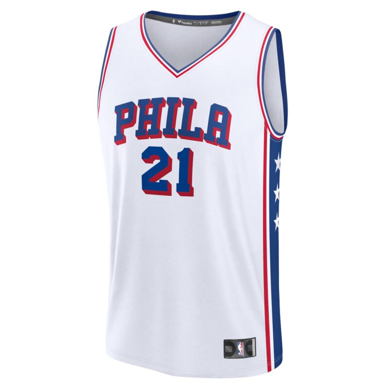 Joel Embiid Philadelphia 76ers Fast Break Player Jersey - Association Edition - White - Image 2