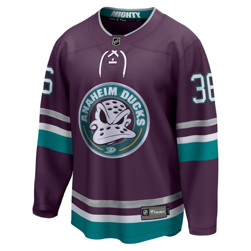 John Gibson Anaheim Ducks 30th Anniversary Premier Breakaway Jersey - Purple - Image 2