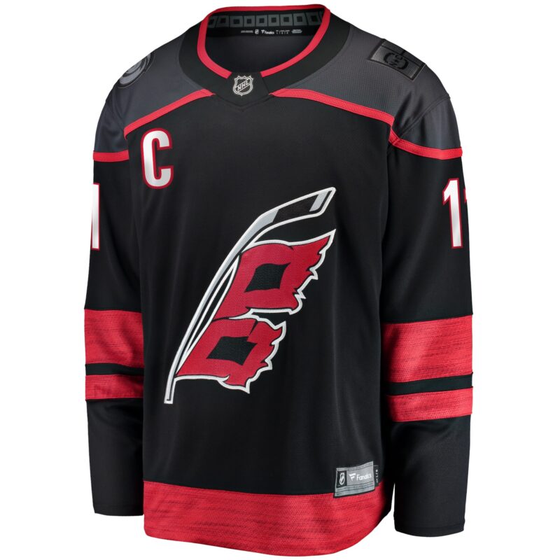 Staal Carolina Hurricanes Home Captain Patch Breakaway Player Jersey - Black - Image 2