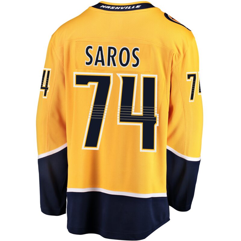 Juuse Saros Nashville Predators Breakaway Player Jersey - Gold - Image 3