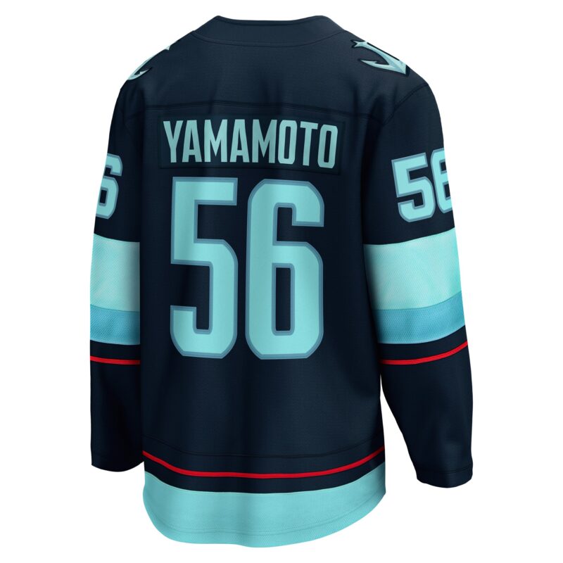 Kailer Yamamoto Seattle Kraken Home Breakaway Player Jersey - Deep Sea Blue - Image 3