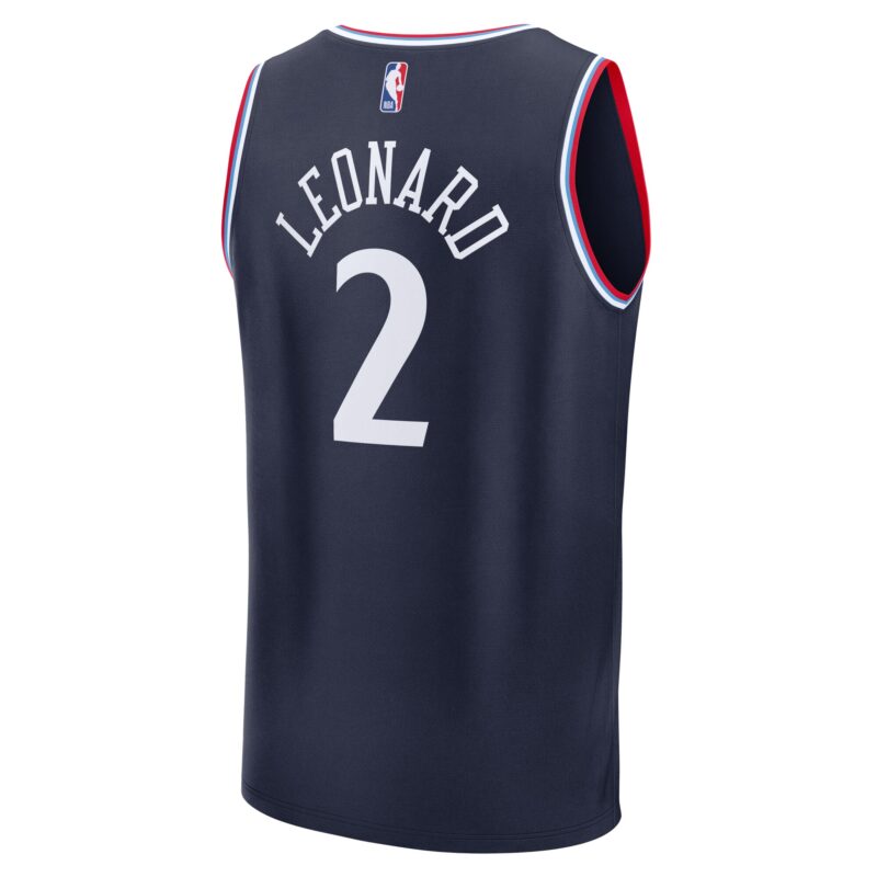 Kawhi Leonard LA Clippers Fast Break Icon Jersey - Navy - Image 3
