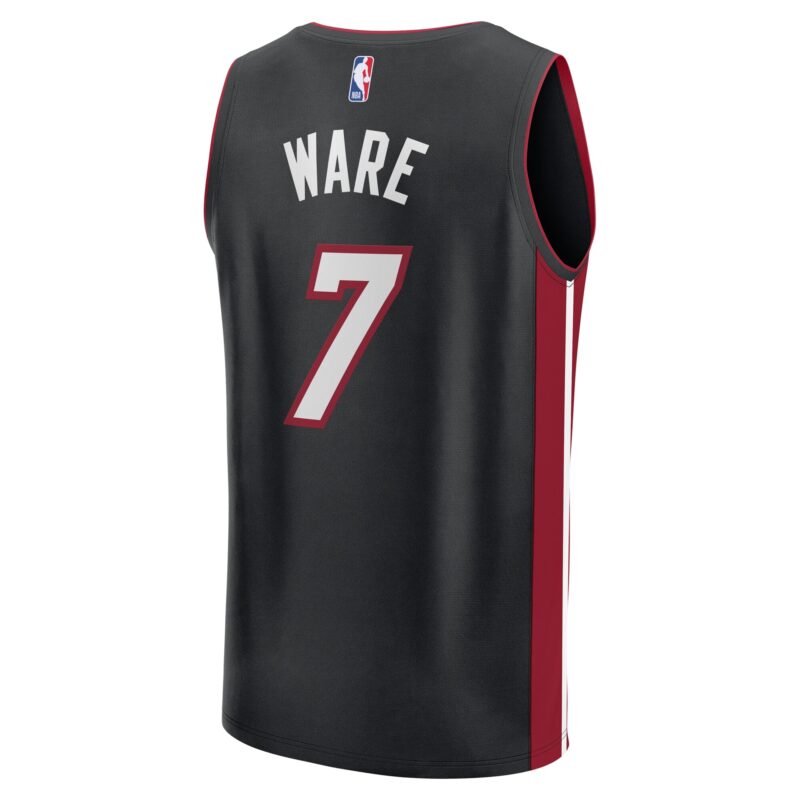 Kel'el Ware Miami Heat Fast Break Player Jersey - Icon Edition - Black - Image 3