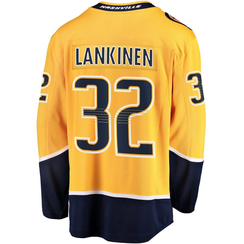 Kevin Lankinen Nashville Predators Home Breakaway Player Jersey - Gold - Image 3