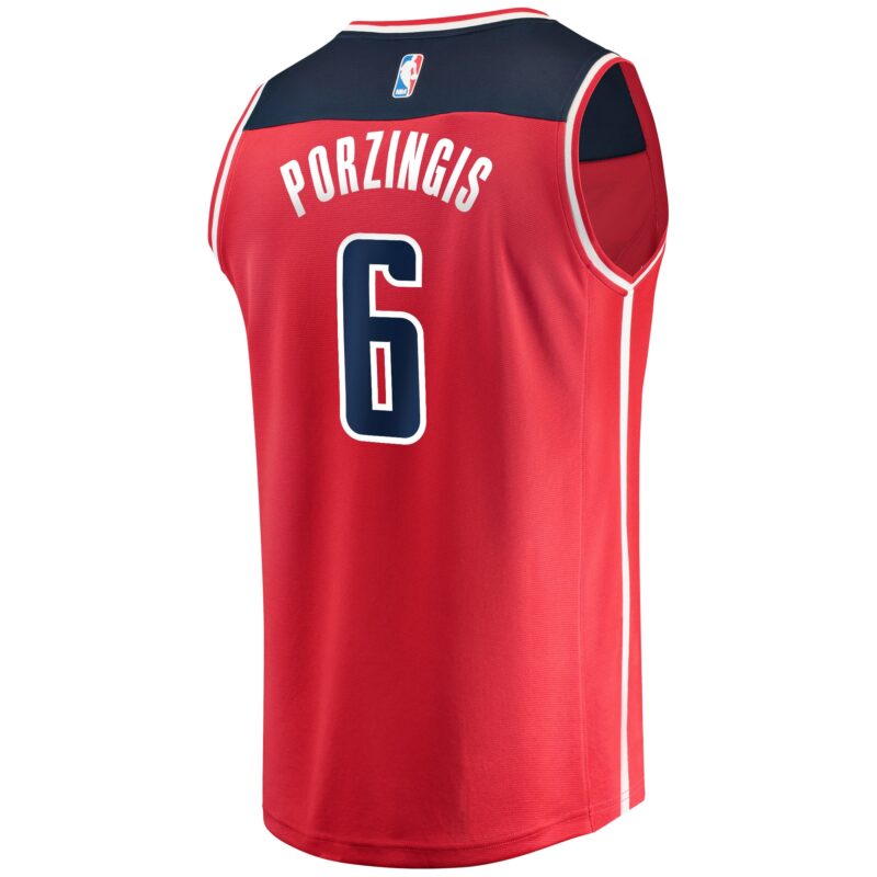 Kristaps Porzingis Washington Wizards Fast Break Jersey - Icon Edition - Red - Image 3
