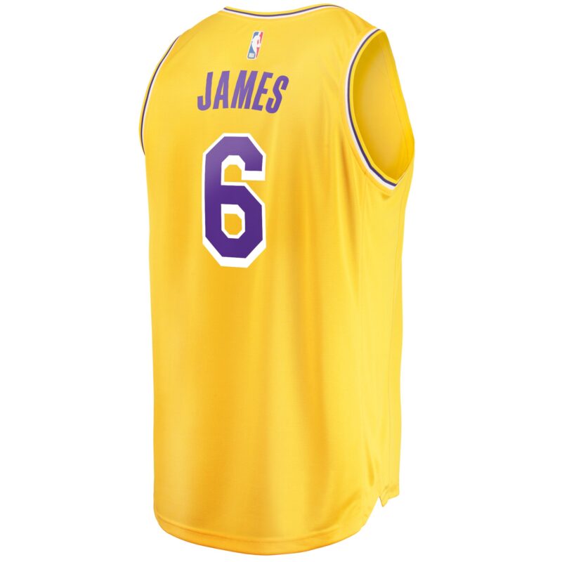 LeBron James Los Angeles Lakers #6 Fast Break Player Jersey Gold - Icon Edition - Image 3