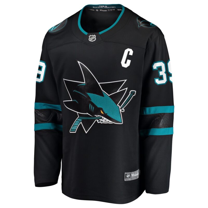 Logan Couture San Jose Sharks Alternate Premier Breakaway Player Captain Jersey - Black - Image 2
