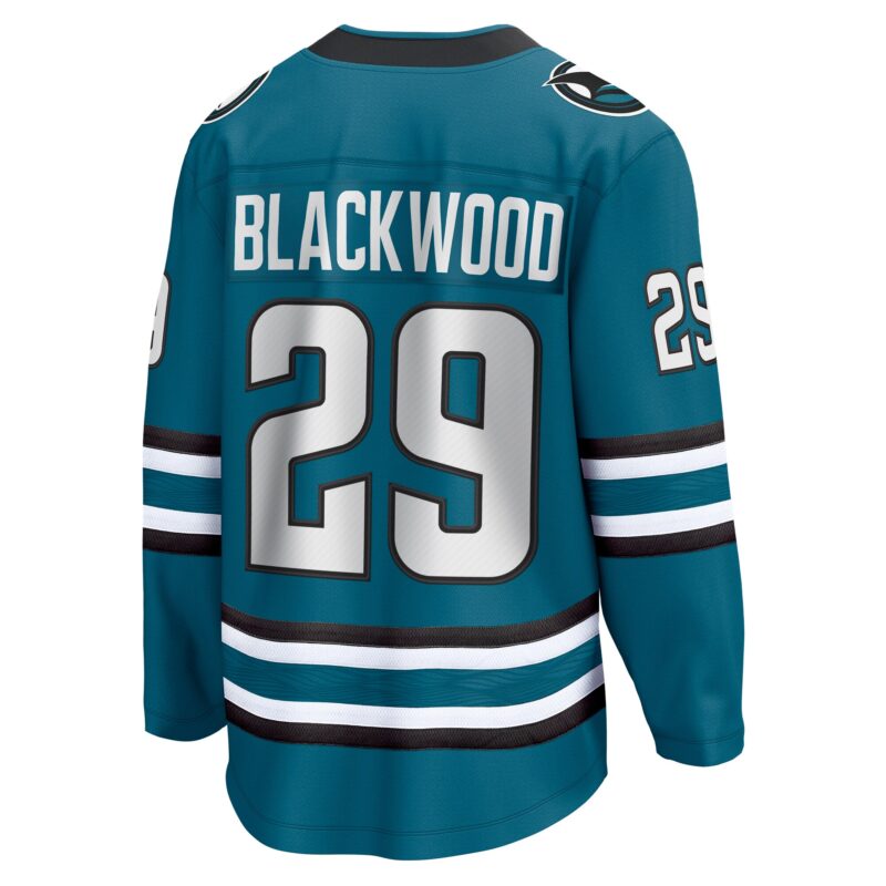 Mackenzie Blackwood San Jose Sharks Home Breakaway Jersey - Teal - Image 3