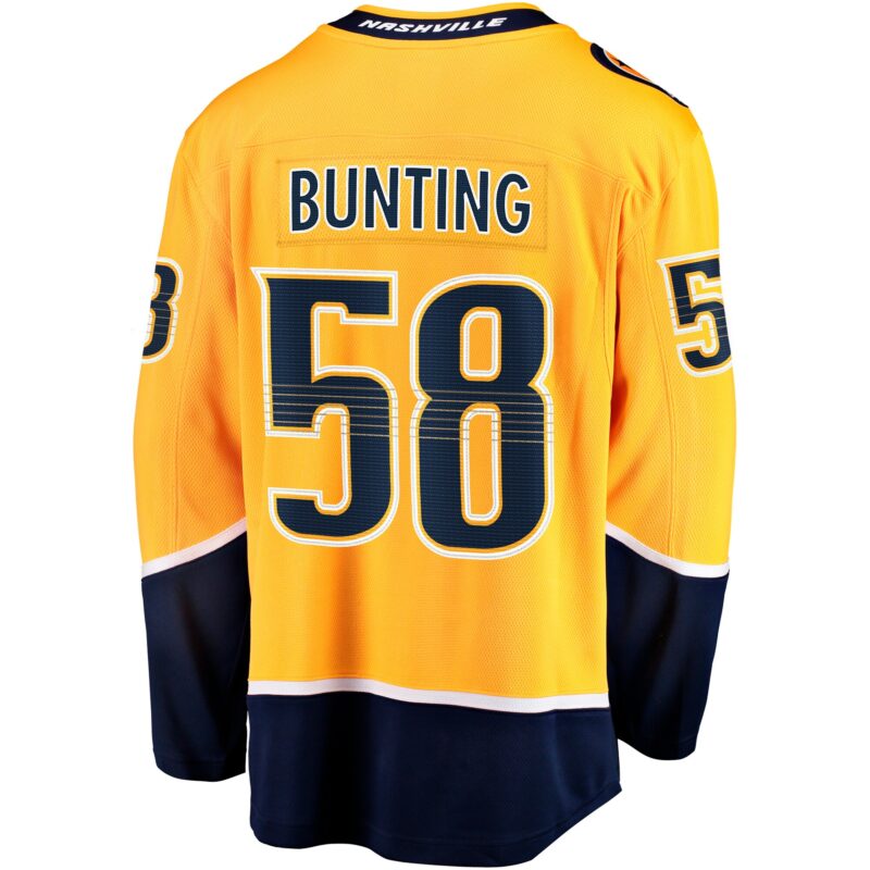 Michael Bunting Nashville Predators Home Breakaway Jersey - Gold - Image 3