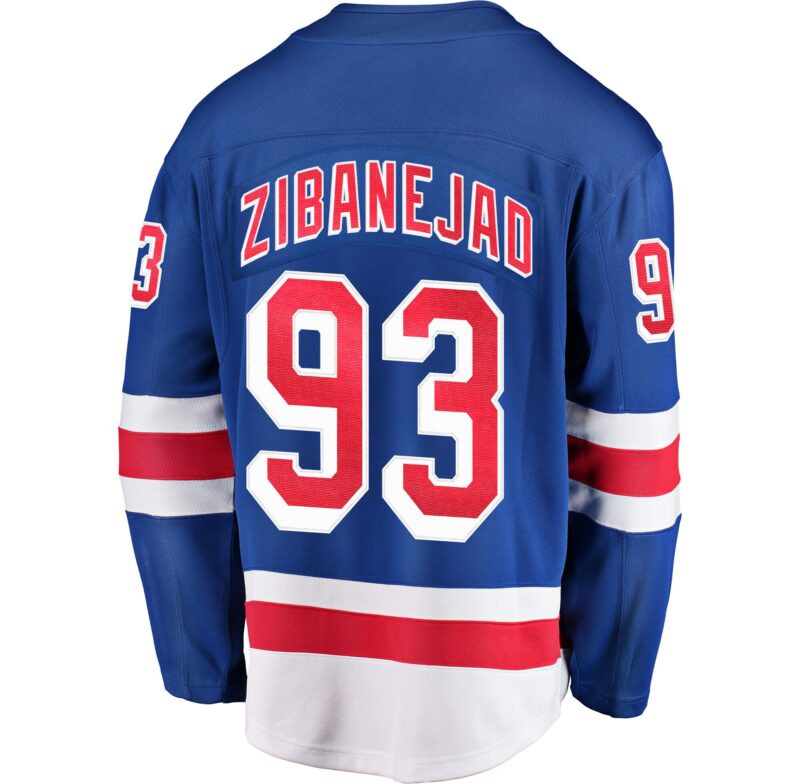 Mika Zibanejad New York Rangers Home Breakaway Player Jersey - Blue - Image 3