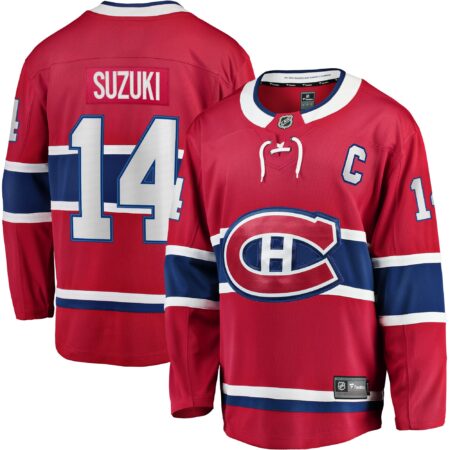 Nick Suzuki Montreal Canadiens Home Captain Patch Breakaway Player Jersey - Red